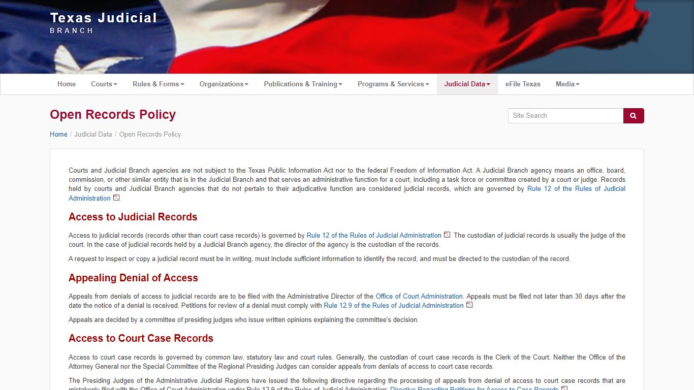 TJB | Judicial Data | Open Records Policy - txcourts.gov